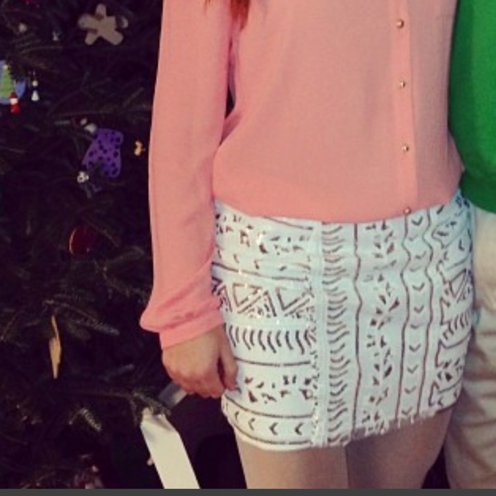White sequin dolce vita mini skirt